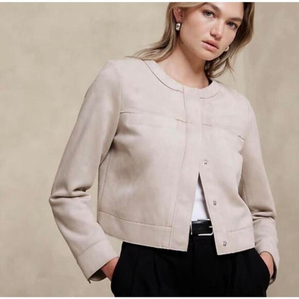 Banana Republic vegan suede collarless jacket size XL